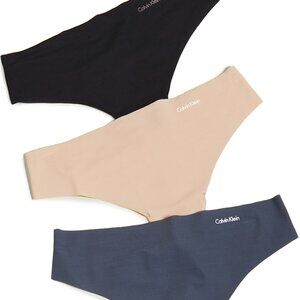 #900 Calvin Klein Women's Invisibles 3-Pack Thong - Multi -